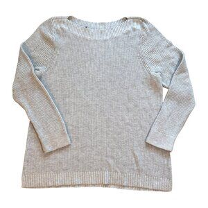 Talbots Sweater Size 2X Plus Gray Boat Neck Ribbed Tunic Cotton Blend NWT